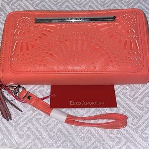 Enzo Angiolini wristlet wallet in coral